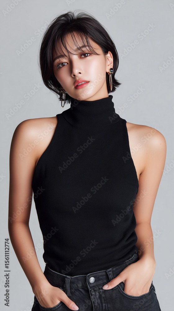 Naklejka premium 美女, 女性, 美しい, 顔, モデル, 日本, 韓国, 中国, アジア