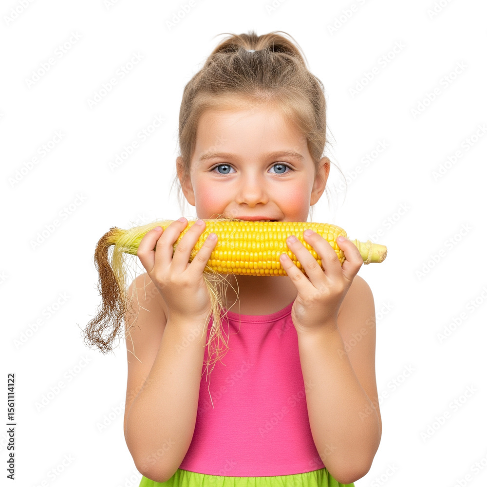 Happy Child Enjoying Fresh Corn on the Cob Happy Child Enjoying Fresh Corn on the Cob