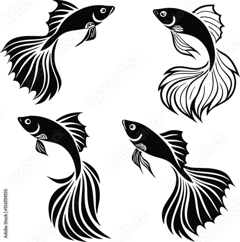 Stylized illustration of a colorful fish with clean lines and vibrant hues