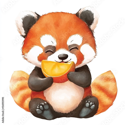 Adorable Red Panda Cub Enjoying a Sweet Treat