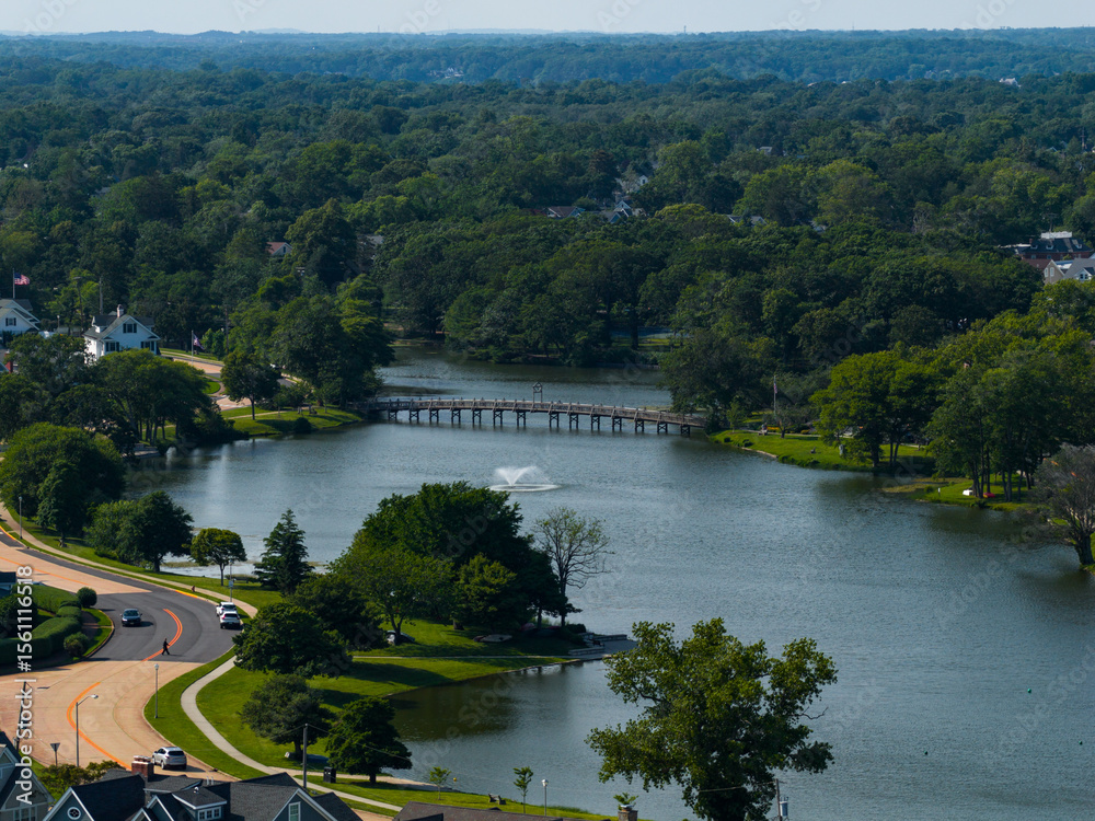 Fototapeta premium Aerial View of Scenic Lake in Asbury Park NJ