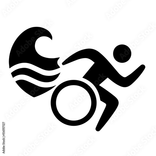 Triathlon icon with swim bike and run symbols on transparent background representing endurance multisport race
