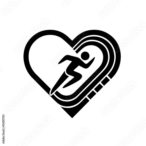 Marathon runner and triathlon runner on running track icon on transparent background representing endurance sports competition and athletic achievement

