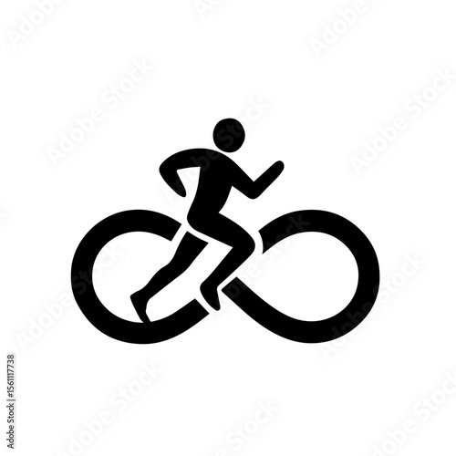 Marathon runner and triathlon runner abstract loop icon on transparent background representing endurance sports competition and athletic achievement
