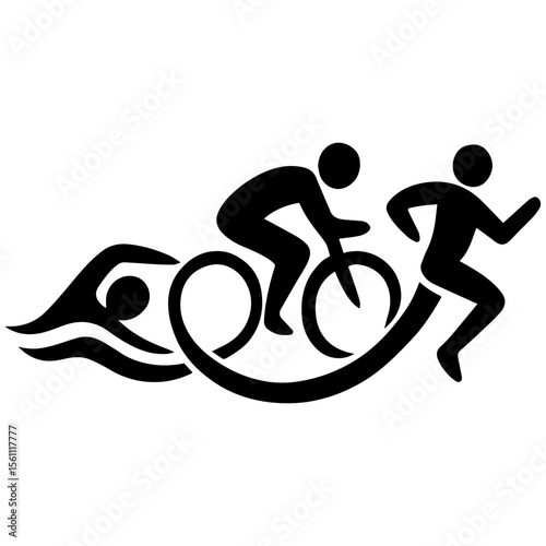 Triathlon icon with swim bike and run symbols on transparent background representing endurance multisport race
