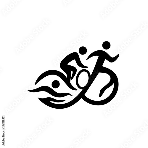 Triathlon icon with swim bike and run symbols on transparent background representing endurance multisport race
