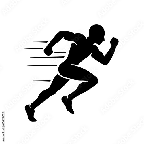 Marathon runner and triathlon runner speed run icon on transparent background representing endurance sports competition and athletic achievement

