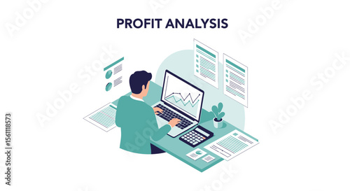 Businessperson Conducting Profit Analysis on Laptop
