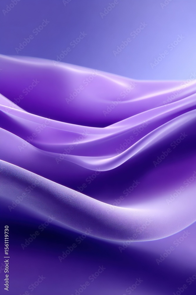 Fototapeta premium Abstract flowing silky fabric in vibrant purple and blue hues with smooth curves and soft gradients creating a modern artistic background