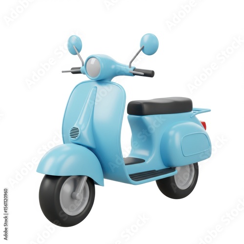 3d retro scooter model isolated on white background