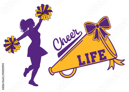 Cheerleading Purple and Gold Vector illustration.