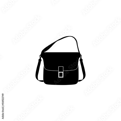 A messenger bag full black silhouette vector illustration design 