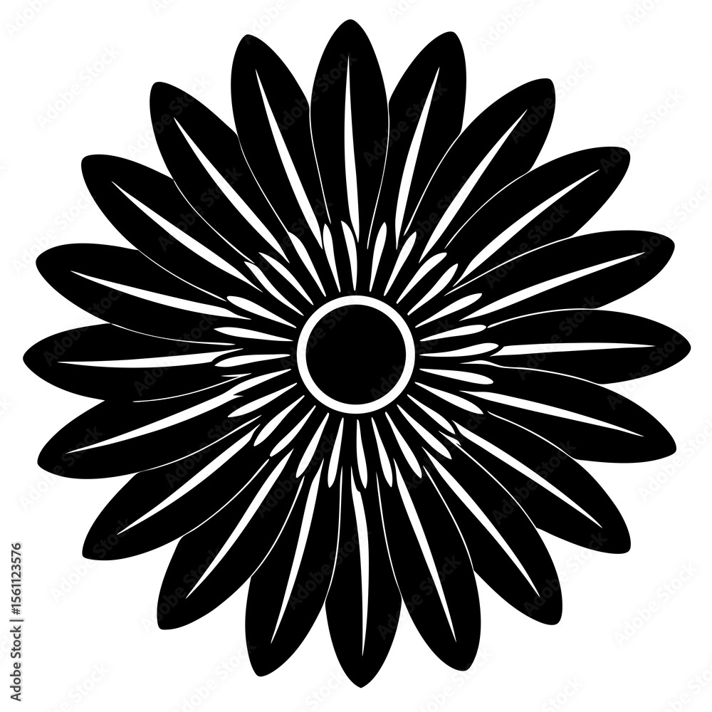 Fototapeta premium Daisies vector silhouette illustration isolated on white background