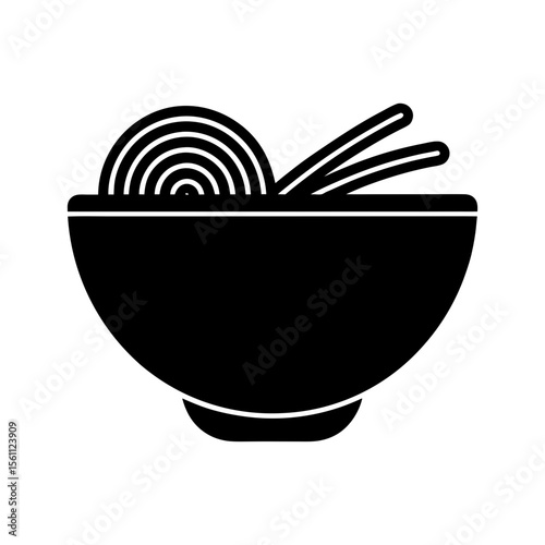 Noodle bowl icon design with steaming hot soup illustration for food branding