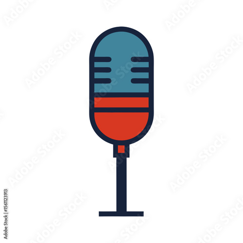 Microphone icon in flat vector style for podcast audio music or voiceover use