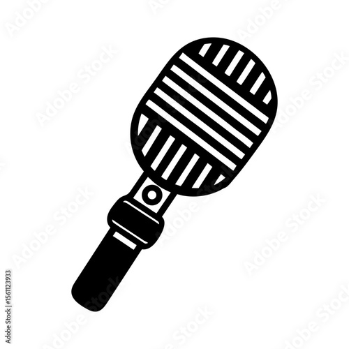 Microphone icon in flat vector style for podcast audio music or voiceover use