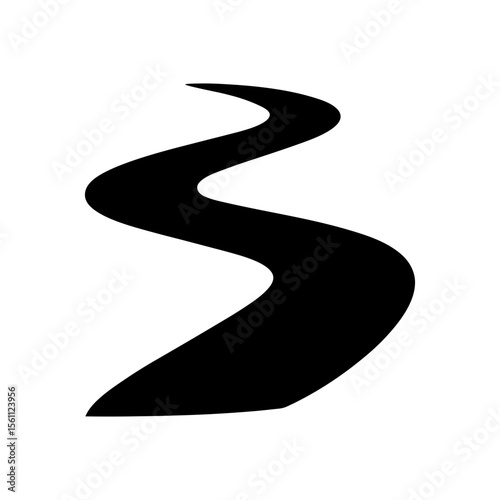 Winding road icon on white background for navigation direction or journey concept