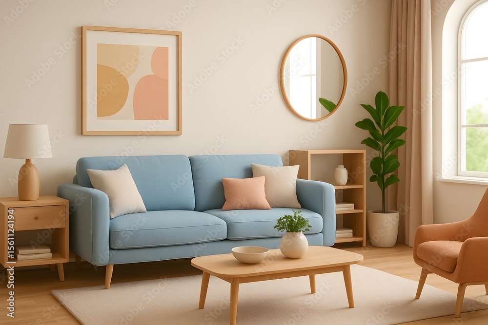 Obraz premium modern minimalist living room with sofa