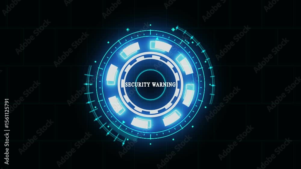 Animation of circular computer problem processing digital icons on interface screen with black background. Futuristic computer problem solving interface. 4K animation