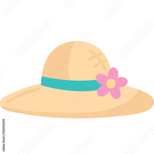 Elegant Woman Wearing Summer Sun Hat

