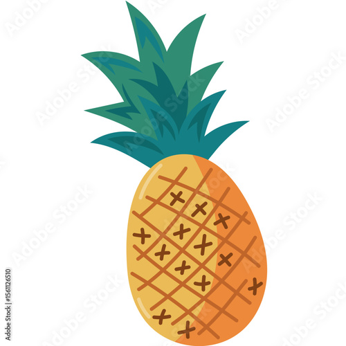 Flat Style Pineapple Vector Illustration
