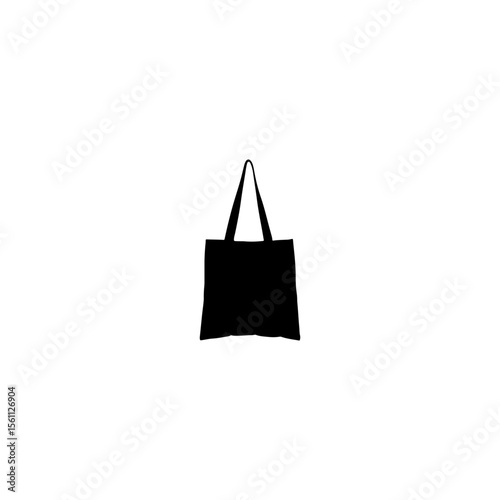 Black tote bag vector silhouette illustration design on white background. 