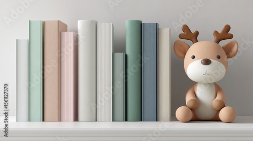 3d little girl reading a book