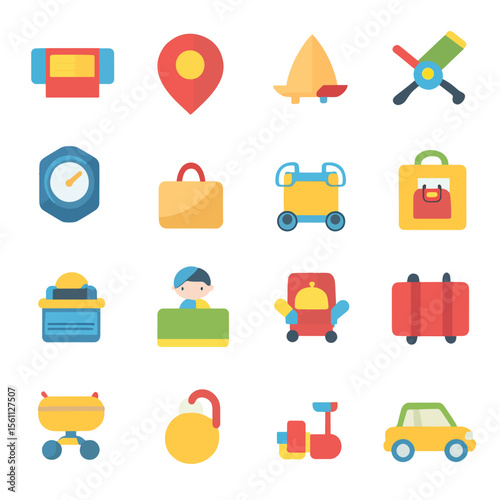 D Flat icon Childcare & Parenting Icons isolated in White Background