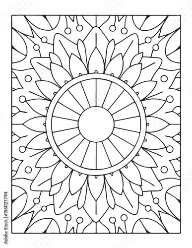 Mandala Coloring Pages For Adults, Black & White, Line Art, Illustration, Vector Art, Coloring Pages, Coloring Book