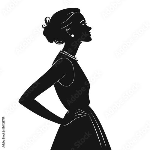 Elegant Woman Silhouette: Profile of a Lady in a Dress