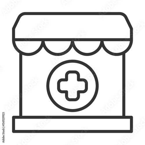 Pharmacy Icon Outline Style. Vector Illustration Design