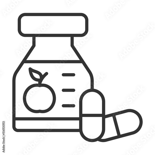 Vitamin Icon Outline Style. Vector Illustration Design