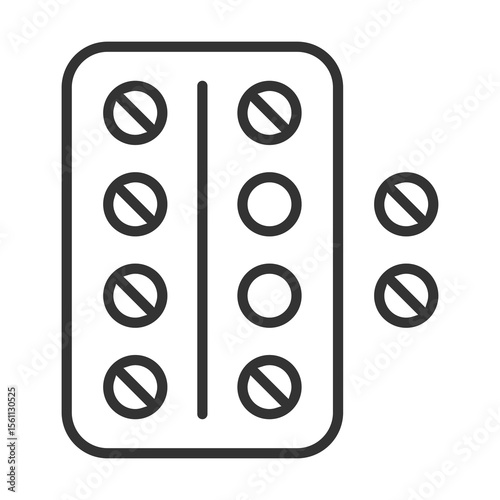 Pill Strip Icon Outline Style. Vector Illustration Design