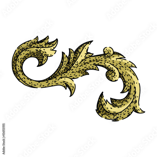 floral baroque victorian border sketch hand drawn vector