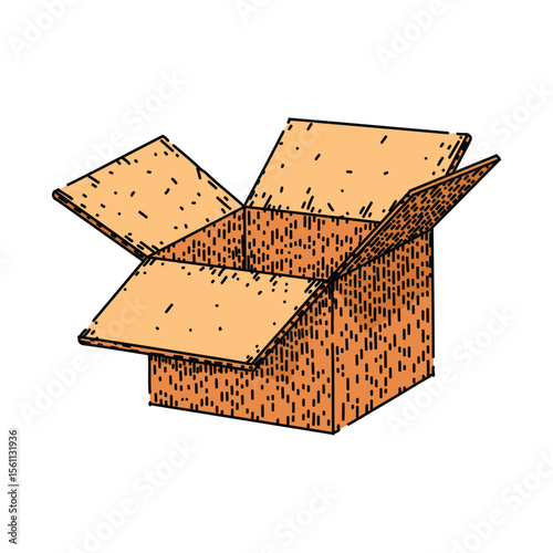 shipping cardboard box sketch hand drawn vector