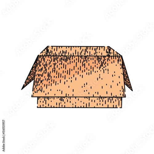 storage cardboard box sketch hand drawn vector