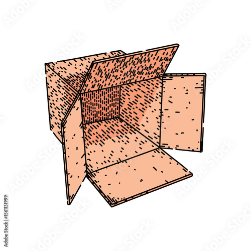 corrugated cardboard box sketch hand drawn vector