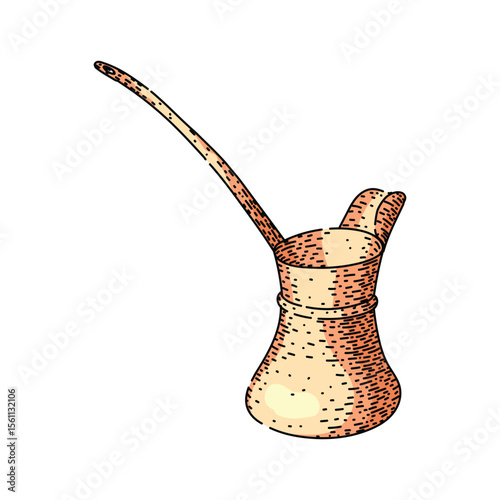 aroma cezve turkish coffee sketch hand drawn vector