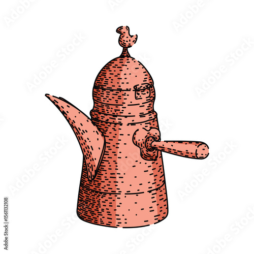 foam cezve turkish coffee sketch hand drawn vector
