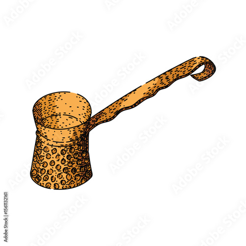 pot cezve turkish coffee sketch hand drawn vector