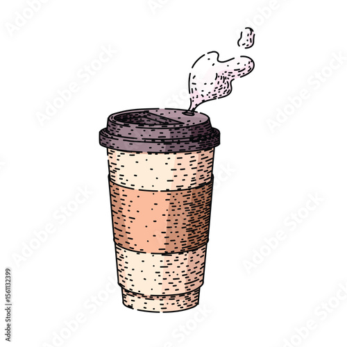 ceramic coffee cup sketch hand drawn vector
