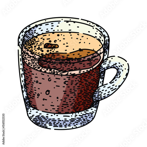 mug coffee glass sketch hand drawn vector