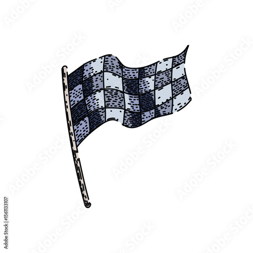 speed flag race sketch hand drawn vector