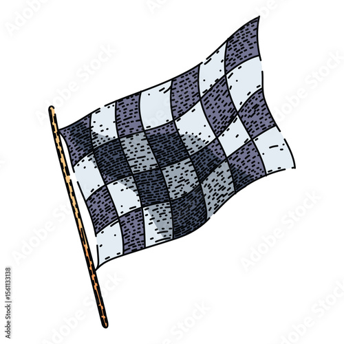 finish flag race sketch hand drawn vector