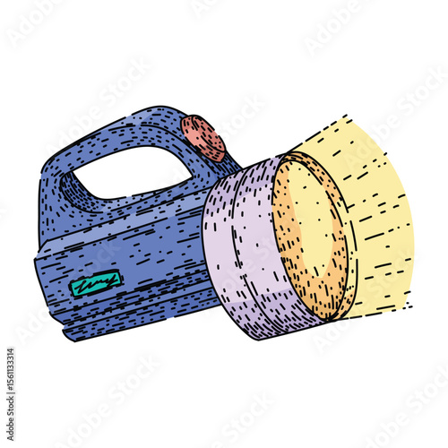 classic flashlight sketch hand drawn vector