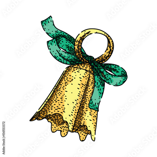 metal gold bell sketch hand drawn vector