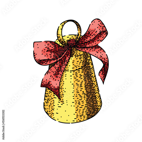chime gold bell sketch hand drawn vector