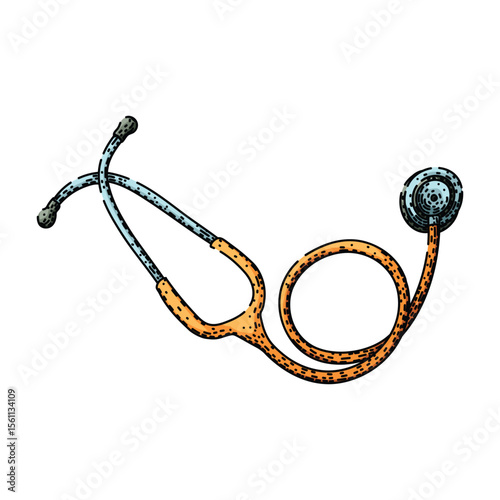 auscultation stetoscope sketch hand drawn vector