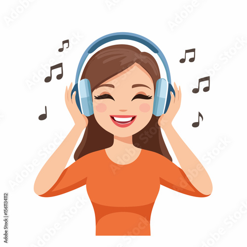 woman enjoying music with headphones
