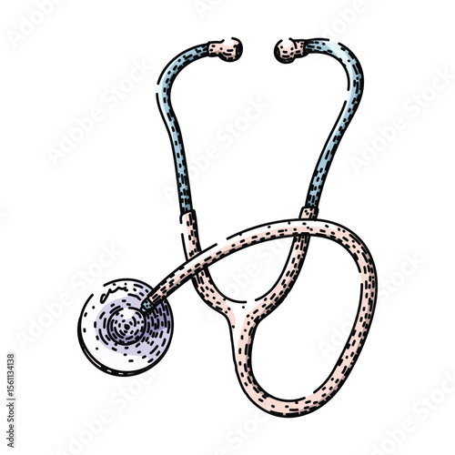 medical stetoscope sketch hand drawn vector